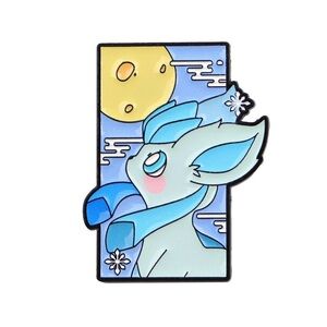 Pokemon Glaceon Enamel Pin – Moon & Snowflake Design